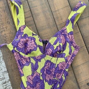 Zara Purple and Green Floral Tank Top